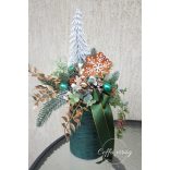 Zöld-arany vibráló mini asztaldíszek