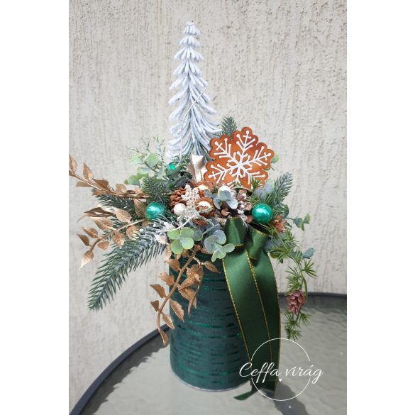 Zöld-arany vibráló mini asztaldíszek