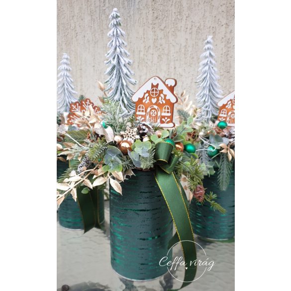 Zöld-arany vibráló mini asztaldíszek