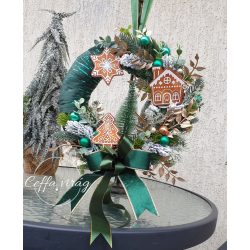 Zöld-arany vibráló ajtódísz