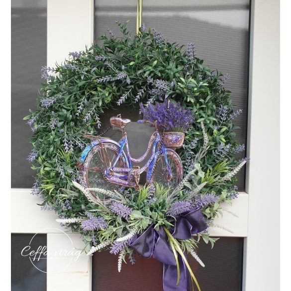 Levendulás kerékpáros ajtódísz
