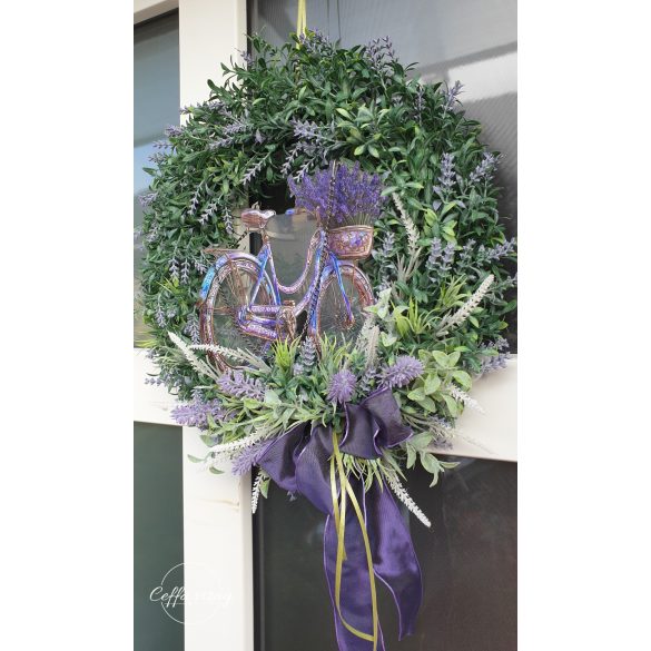 Levendulás kerékpáros ajtódísz