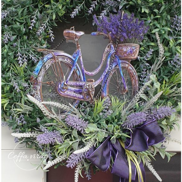 Levendulás kerékpáros ajtódísz